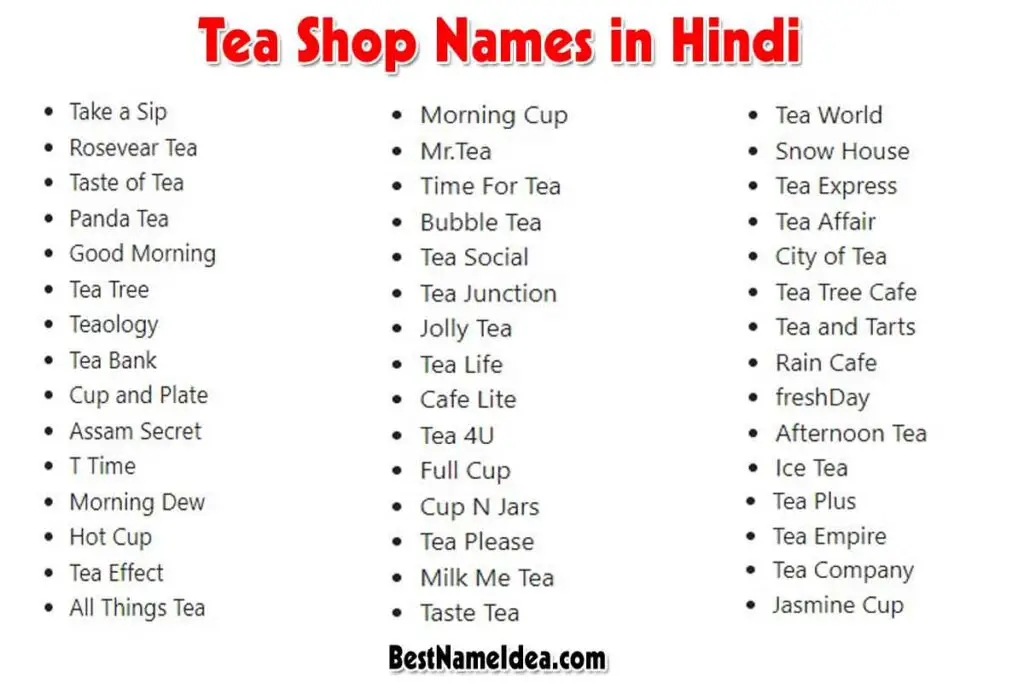 tea shop names in india