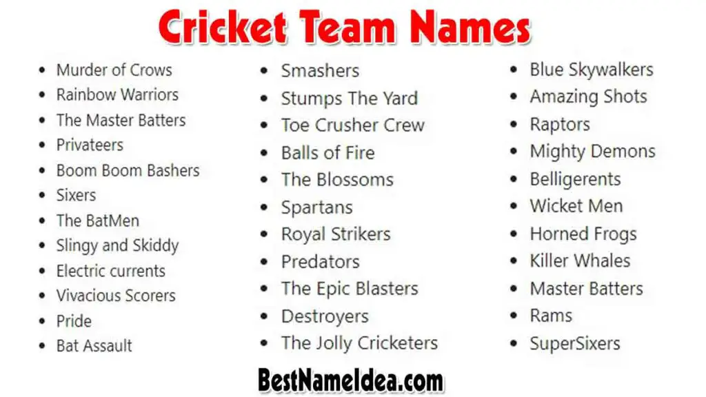 250+ Cricket Team Names [Best, Unique, Funny & Creative] 2022