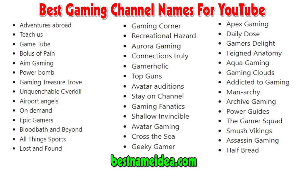 How To Make A Gaming Youtube Channel Name