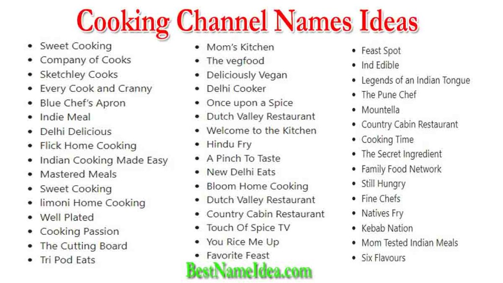 Food Channel Name Suggestions