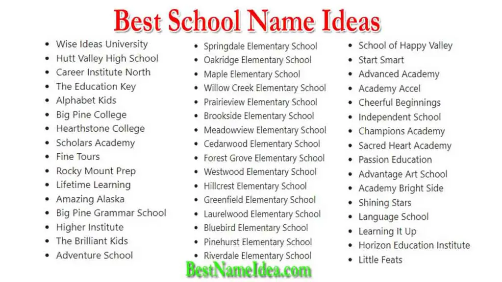 School Name Ideas