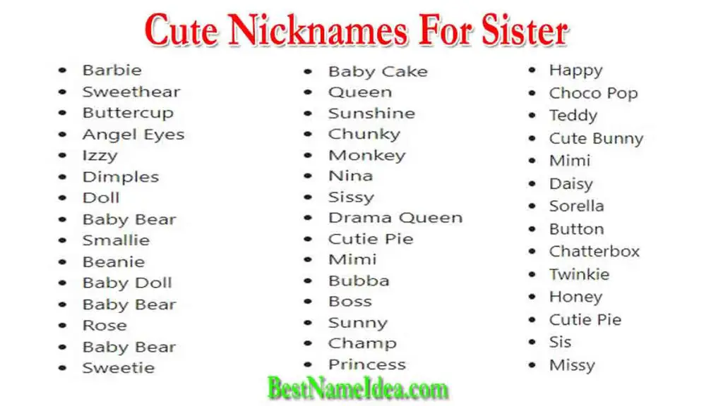 nicknames for sister