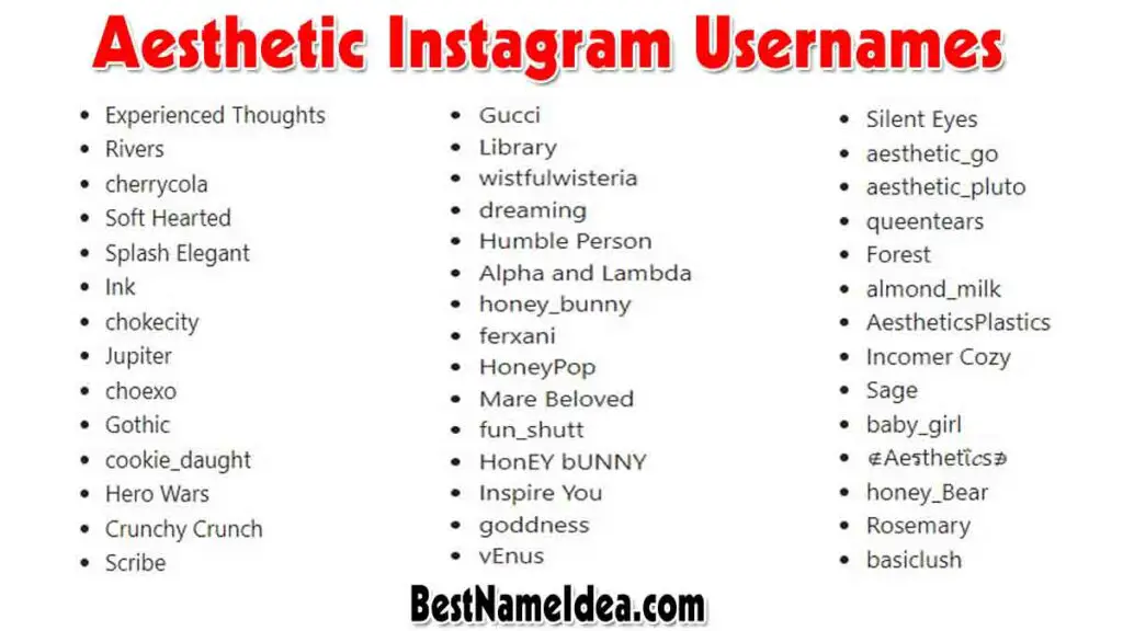 Aesthetic Instagram Usernames
