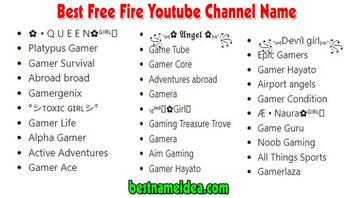 Top 15 Unique Gaming Channel Names, FREE FIRE