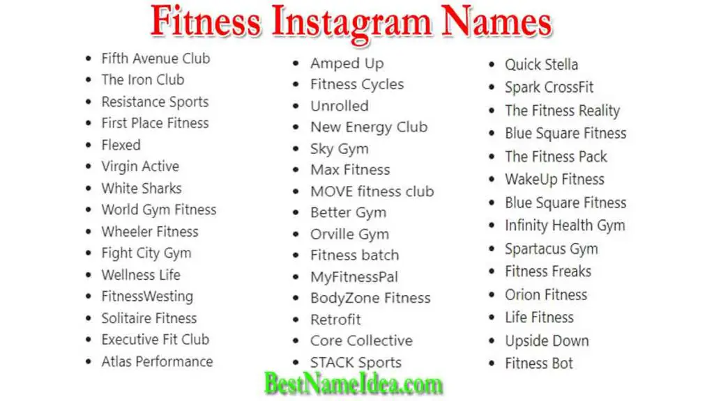 fitness instagram names