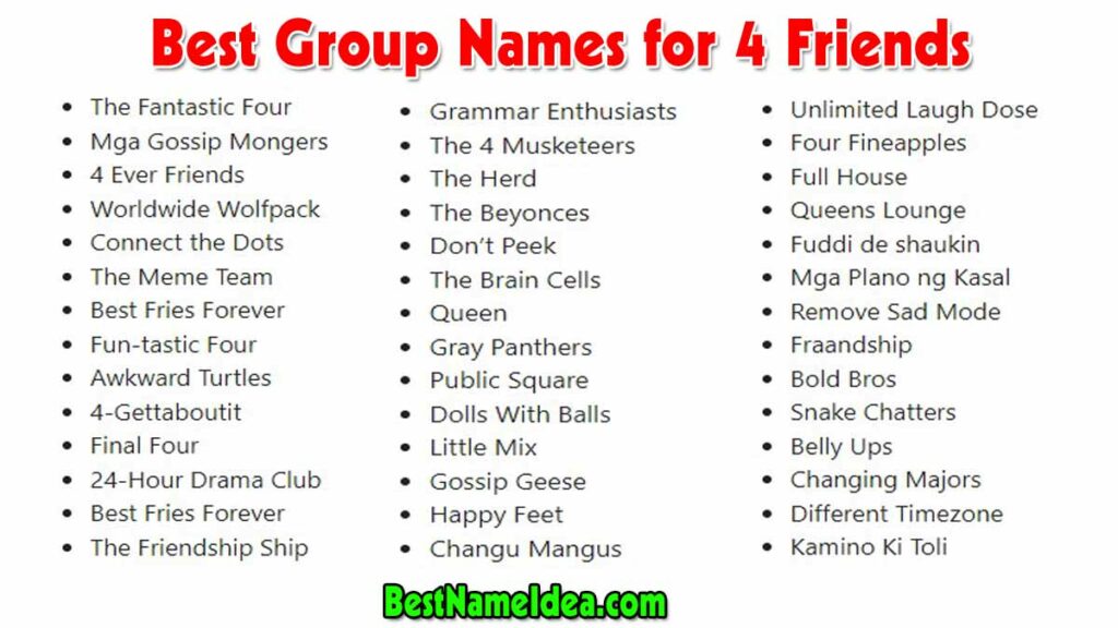 Group Names For 4 Friends Funny