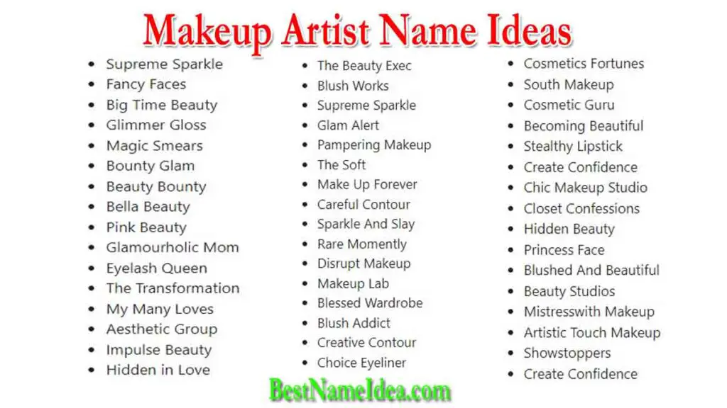 makeup artist name ideas
