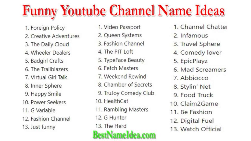 151+ Best Funny Youtube Channel Names Ideas 2024