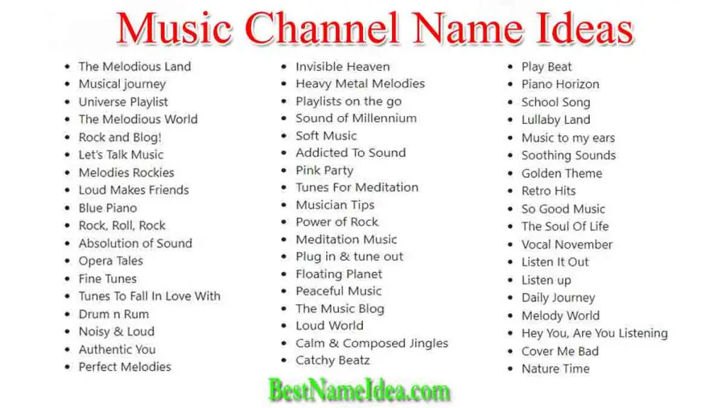 Music Channel Name Ideas
