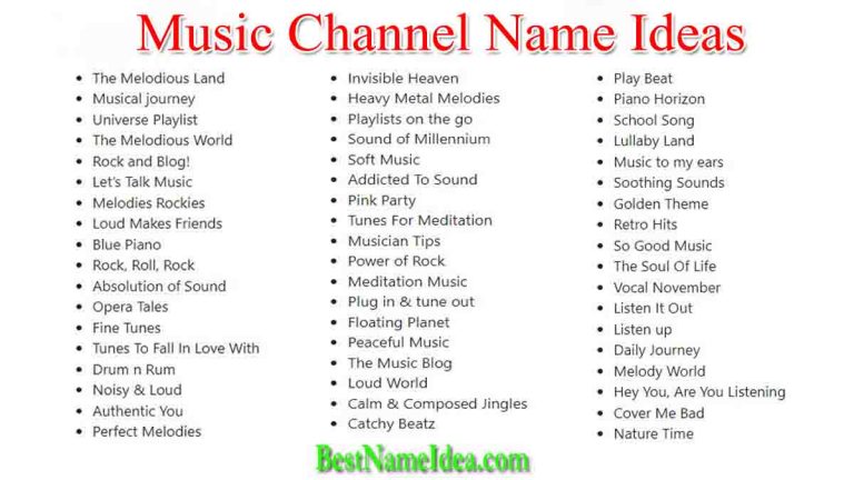 Name Ideas For Music Channel