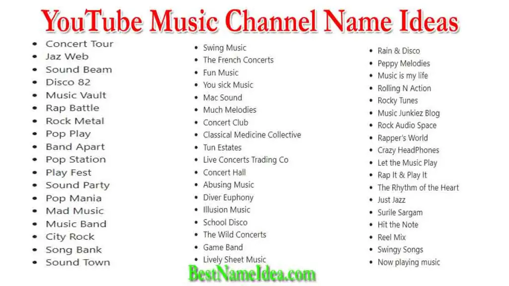 YouTube Music Channel Name Ideas