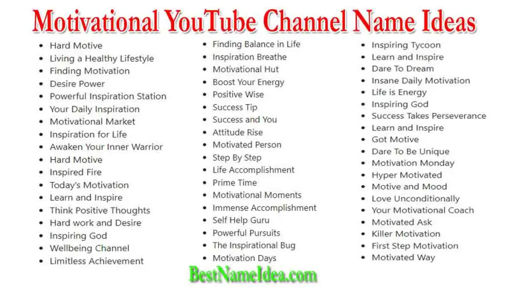 motivational channel name ideas