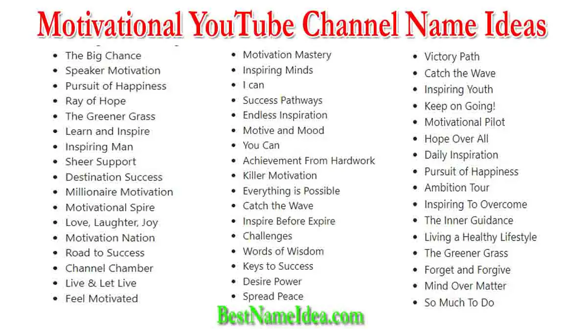 200+ Best Motivational Youtube Channel Name Ideas (2023)