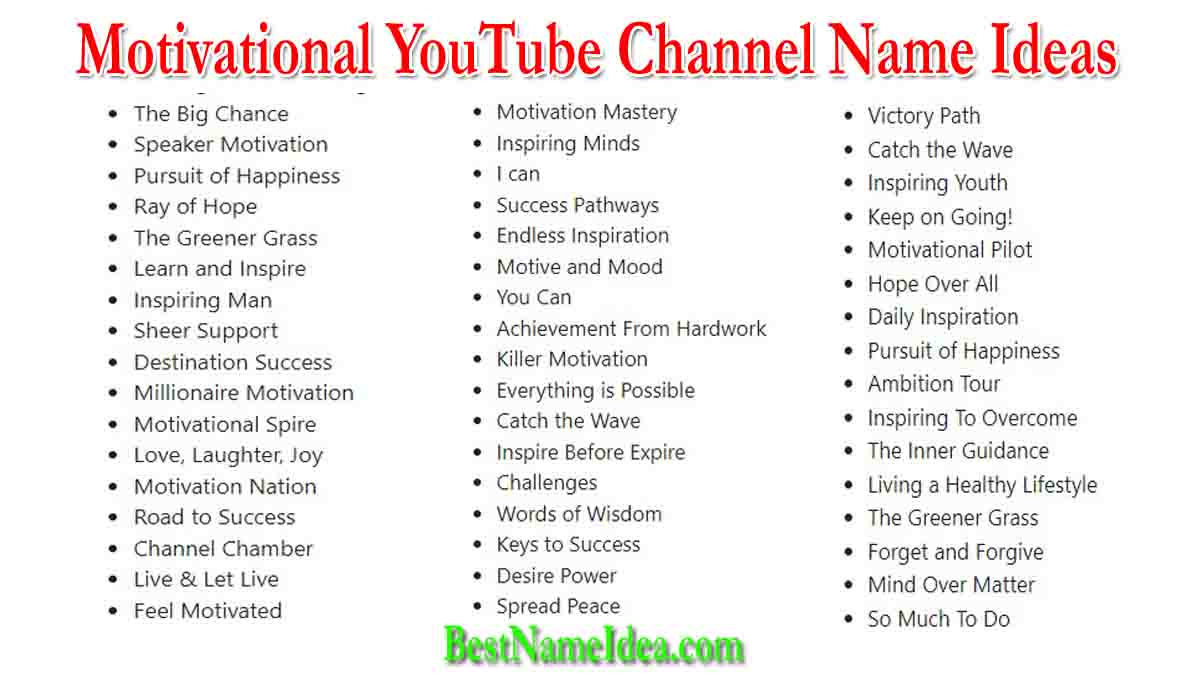 551 Best Motivational Youtube Channel Name Ideas 2024   Youtube Channel Name Ideas 