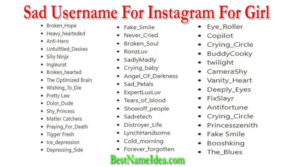 Sad Username For Instagram For Girl