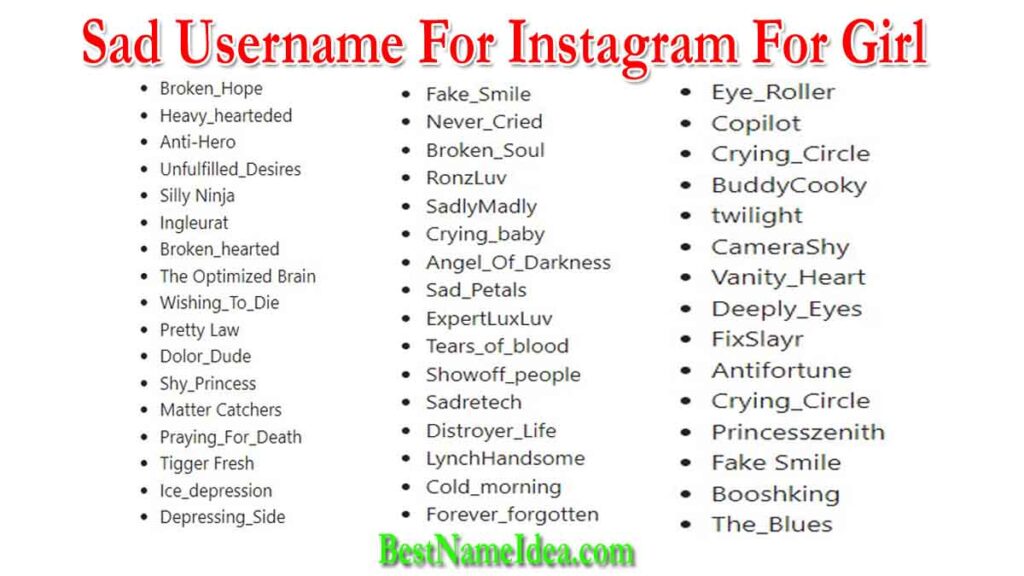 400+ Best Lonely, Alone & Sad Username For Instagram For Girls