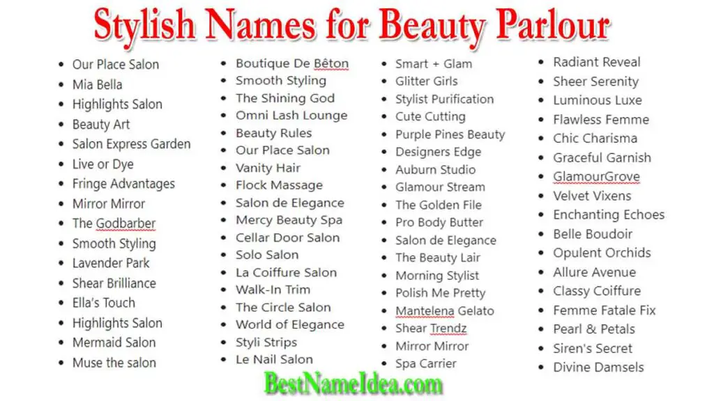 Stylish Names for Beauty Parlour
