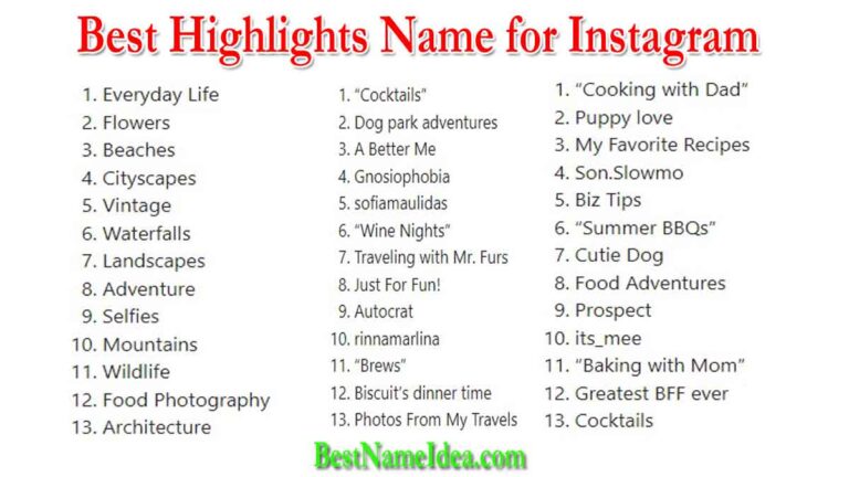 400+ Best Highlights Name for Instagram To Shine On Instagram