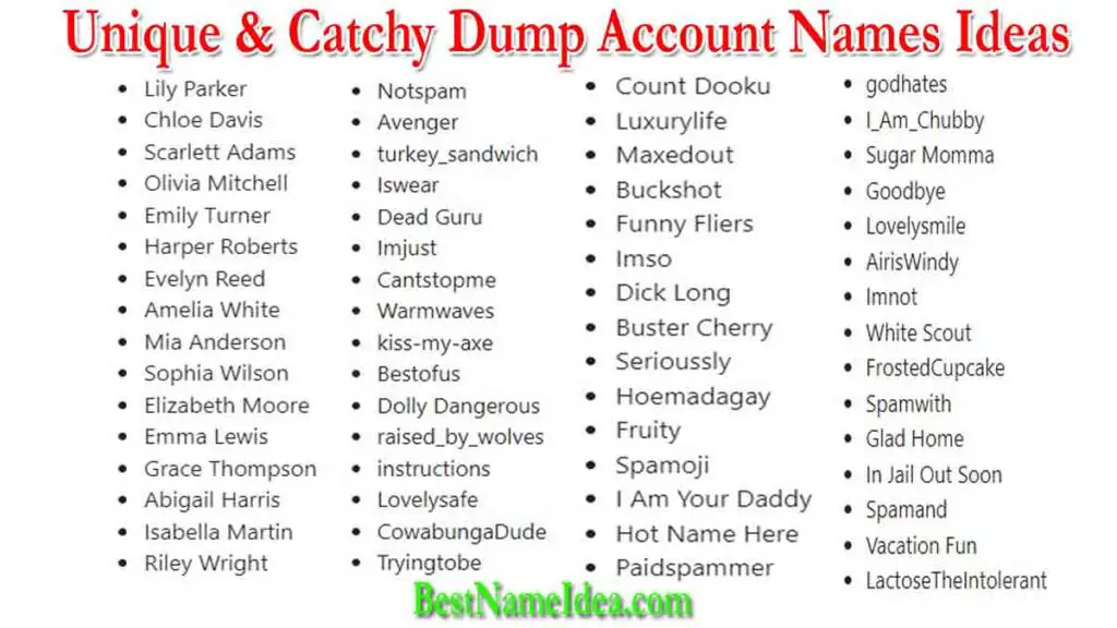 dump account names