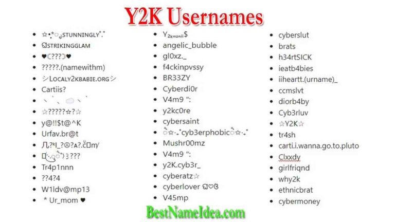 150+ Stylish & Best Y2k Usernames (New Collections) 2024