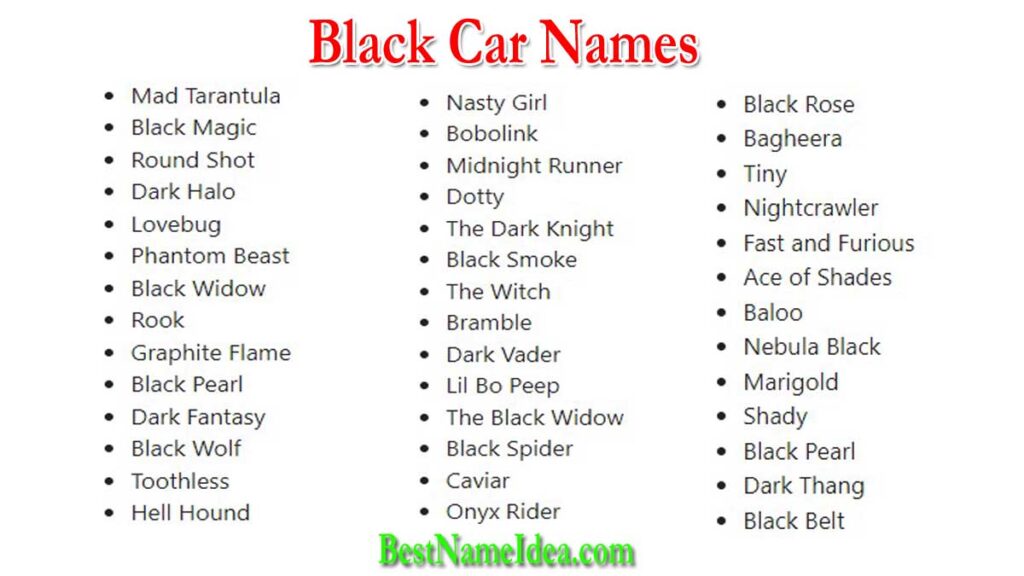 Black Car Names