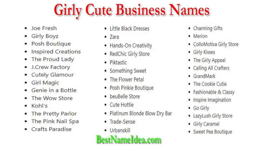 Girly Cute Business Names