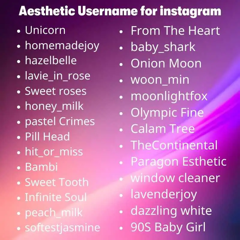 Aesthetic Username for instagram